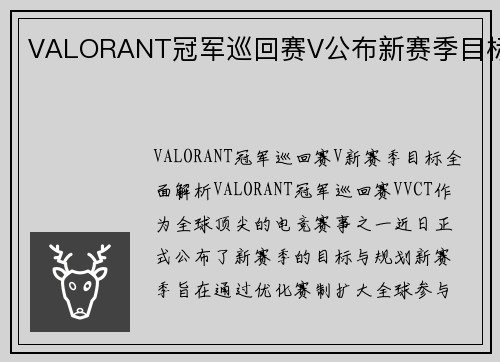 VALORANT冠军巡回赛V公布新赛季目标