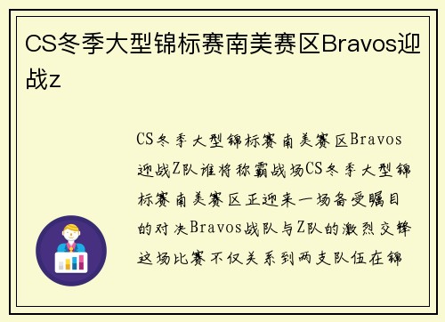 CS冬季大型锦标赛南美赛区Bravos迎战z